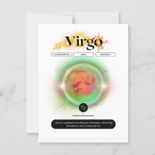 Postal Signo Zodíaco Moderno Virgo Cotización Elemento Ti