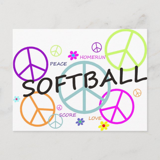 Postal Signos de la paz coloreados softball (Anverso)
