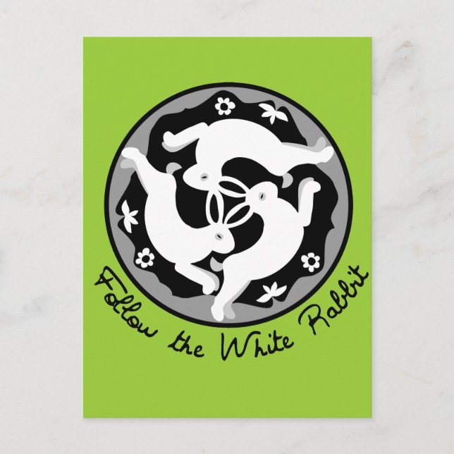 Postal Sigue al Conejo Blanco (Anverso)