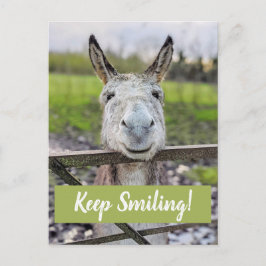 Postal "Sigue sonriendo" de burro sonriente