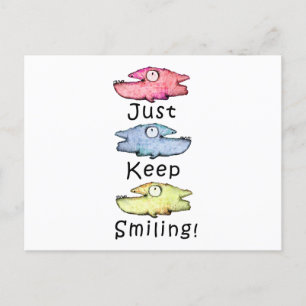 Postal ¡Sigue sonriendo! Pez dentudo colorido
