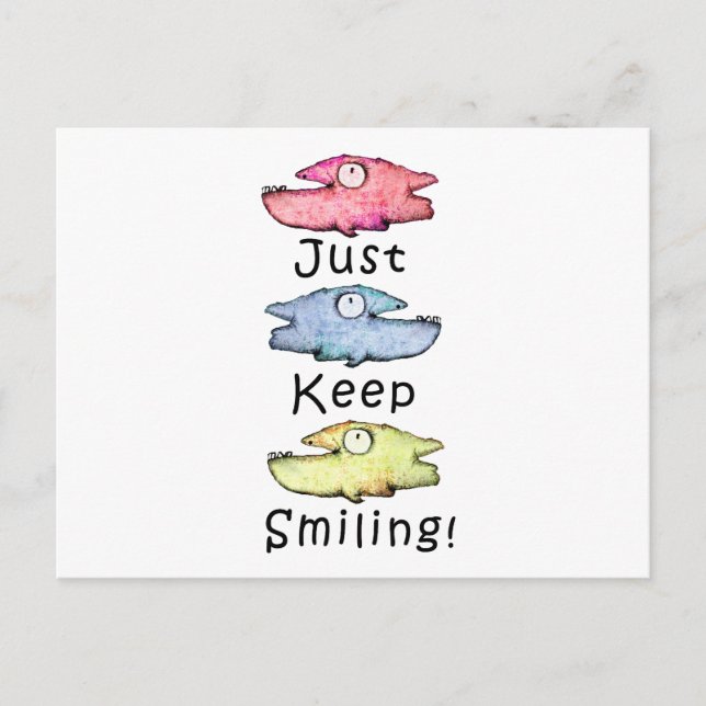 Postal ¡Sigue sonriendo! Pez dentudo colorido (Anverso)