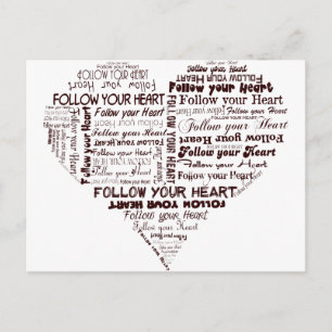 Postal Sigue tu corazón blanco y negro
