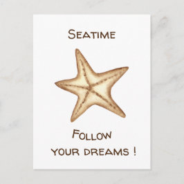 Postal Sigue tus sueños acuarela Seatime Estrella de mar
