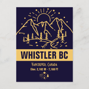 Postal Silbato Columbia Británica Canadá Esquí Minimalist