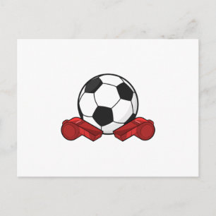 Postal Silbato de árbitro y balón de fútbol