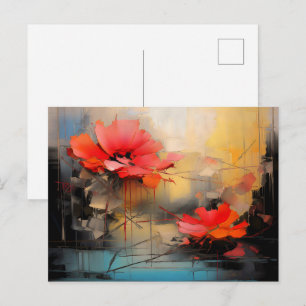 Postal Silencio Carmesí – Amapolas Abstractas en Luz Urba