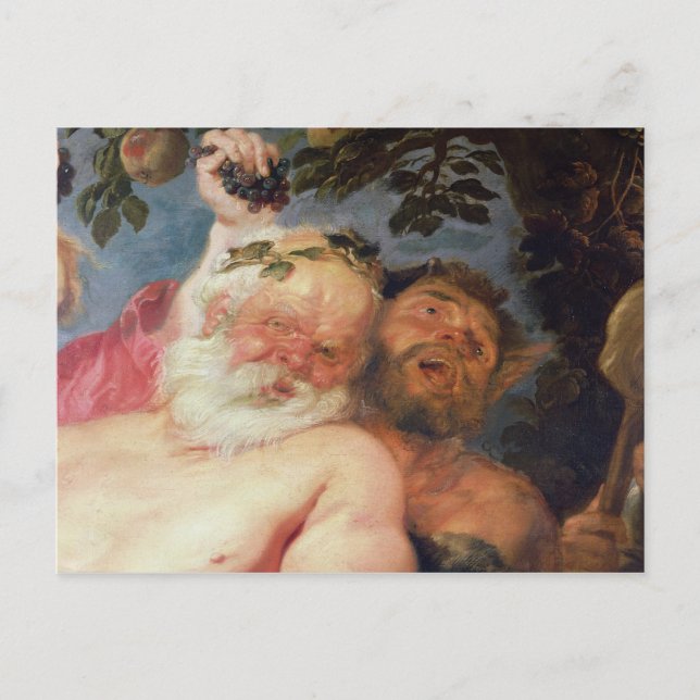 Postal Silenus borracho apoyado por Satyrs, c.1620 (Anverso)