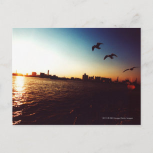 Postal Silhouett Tokyo Bay Skyline al atardecer