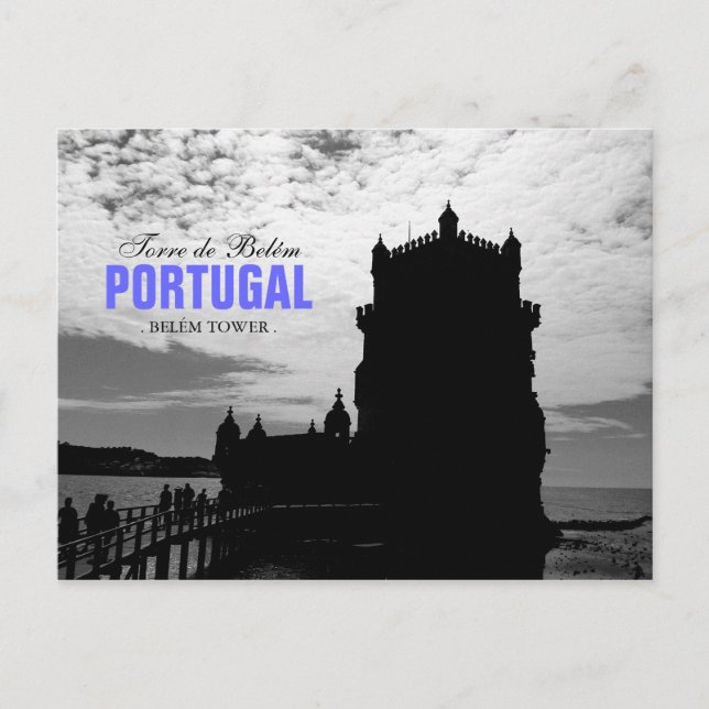 Postal Silhouette 2 de la Torre Belem Blanca Negra | Torr (Anverso)