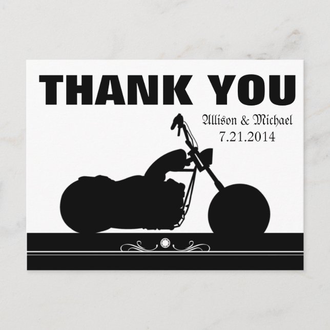 Postal Silhouette Black White Motorcycle Biker (Anverso)