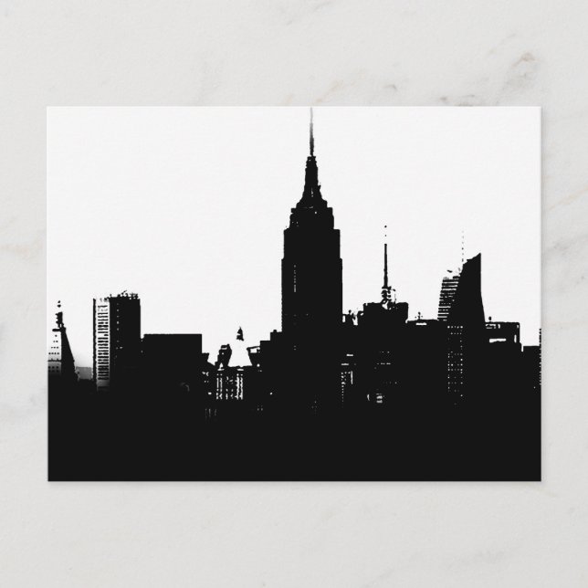 Postal Silhouette Black White New York (Anverso)