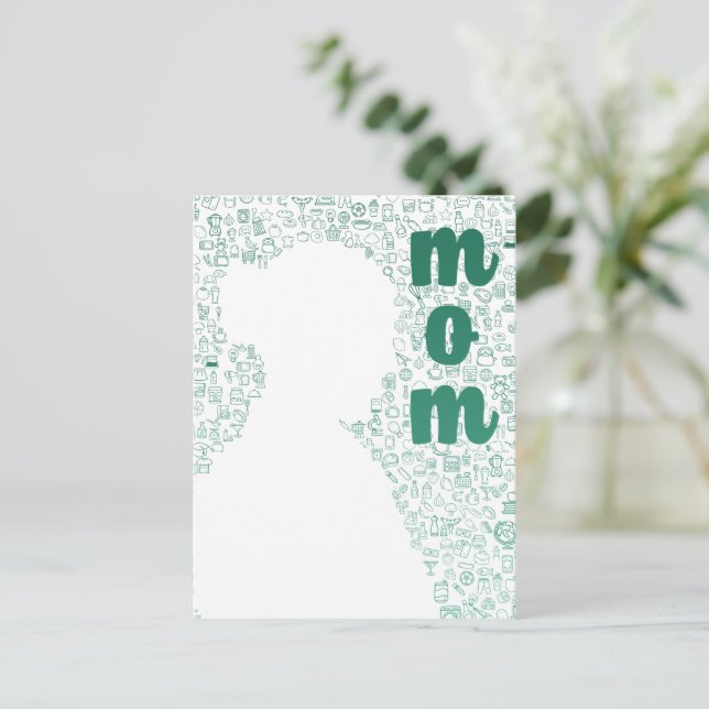 Postal Silhouette blanca de una mamá (Anverso de pie)