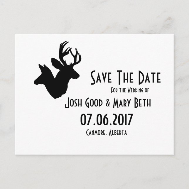 Postal Silhouette Buck & Doe, Bodas Fecha (Anverso)
