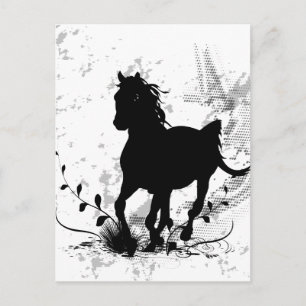Postal Silhouette, caballo negro