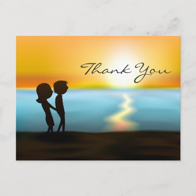 Postal Silhouette Couple Sunset ~ Sunrise Beach Gracias (Anverso)