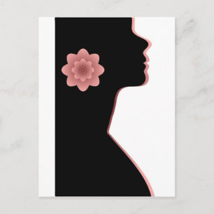 Postal Silhouette de abstración Mujer hermosa rojo negro
