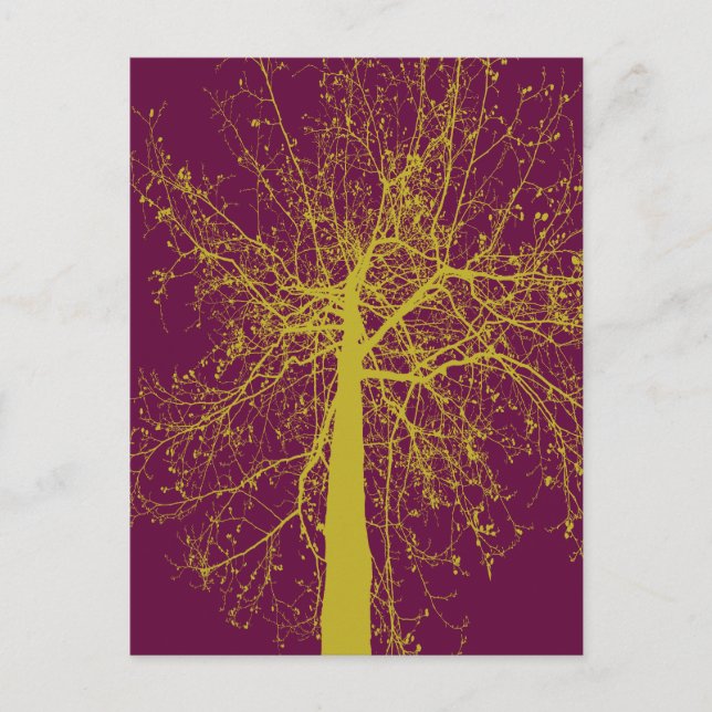 Postal Silhouette de árbol de invierno (Anverso)