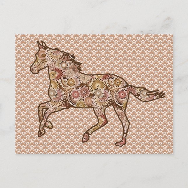 Postal Silhouette de caballo en ejecución, Brown, Tan y C (Anverso)