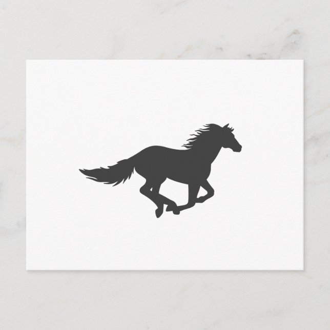 Postal Silhouette de caballo negro en carrera (Anverso)