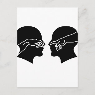 Postal Silhouette de caras masculinas con manos