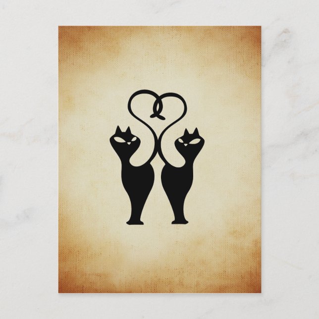 Postal Silhouette de dos gatos (Anverso)