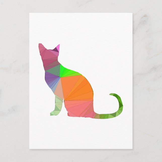 Postal Silhouette de gato con bajo contenido de póliza (Anverso)