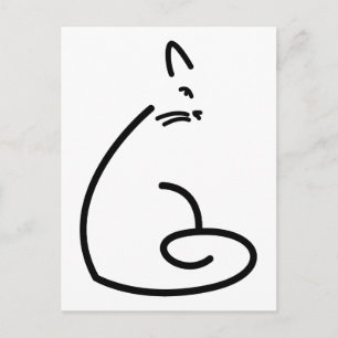 Postal Silhouette de gato de Swirly artístico