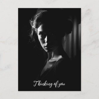 Postal Silhouette de la cara de una mujer foto de B&W