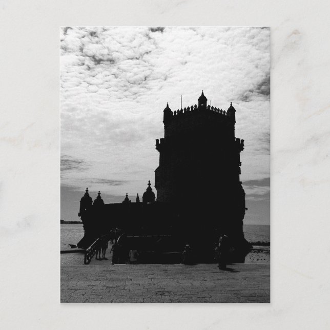 Postal Silhouette de la Torre de Belem Blanco Negro | Tor (Anverso)