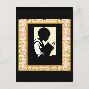 Postal Silhouette de lectura de niño