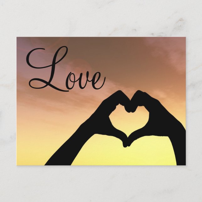 Postal Silhouette de manos con forma de corazón (Anverso)