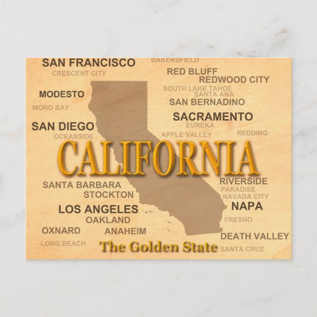 Postal Silhouette de mapa del orgullo del estado de Calif (Anverso)