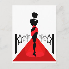 Postal Silhouette de mujer sobre una alfombra roja con es