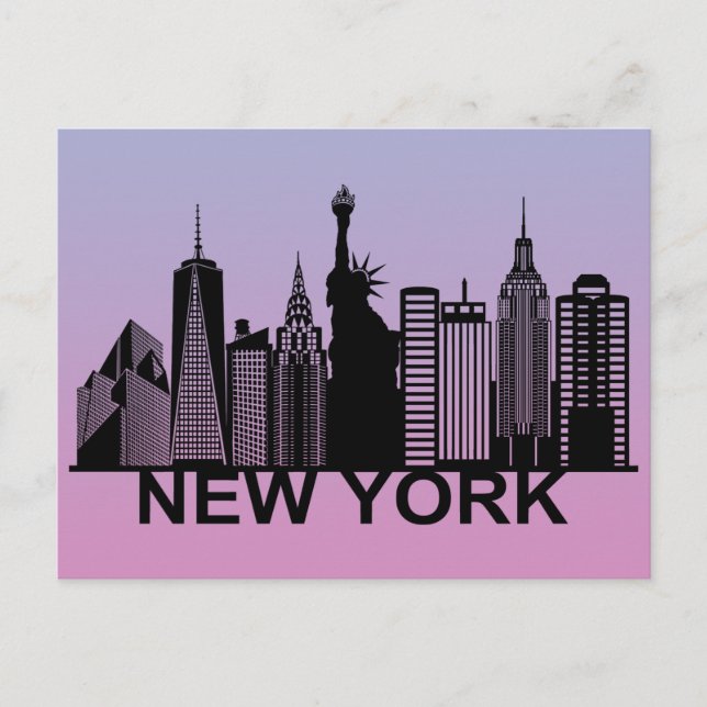 Postal Silhouette de Nueva York (Anverso)