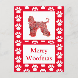 Postal Silhouette de perro de perro de perro rojo navidad