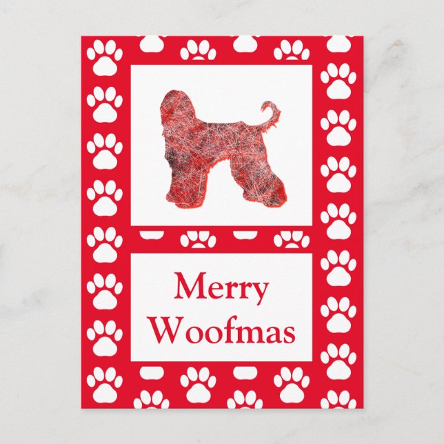 Postal Silhouette de perro de perro de perro rojo navidad (Anverso)