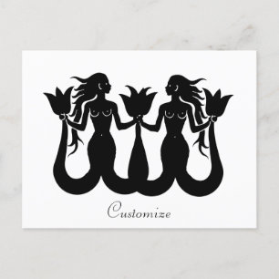 Postal Silhouette de sirena de dos colas Thunder_Cove