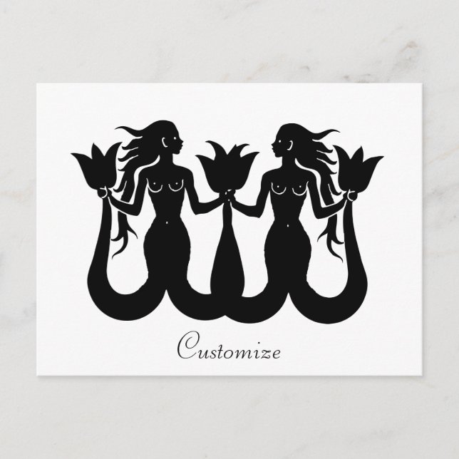 Postal Silhouette de sirena de dos colas Thunder_Cove (Anverso)