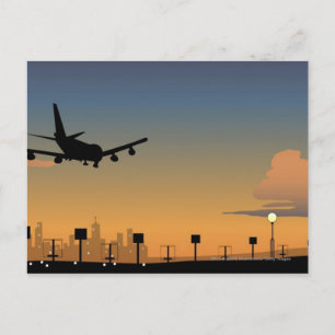 Postal Silhouette de un avión en vuelo