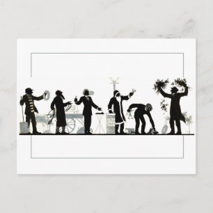 Postal Silhouette de un mercado callejero de Navidades