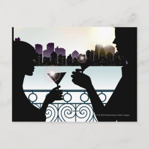 Postal Silhouette de un par de gafas de martini tostando
