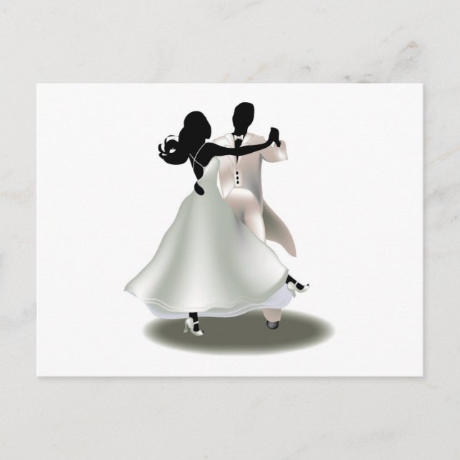 Postal Silhouette de una pareja bailarina (Anverso)