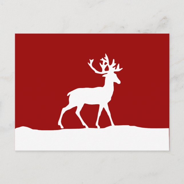 Postal Silhouette Deer - Rojo y Blanco (Anverso)