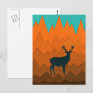Postal Silhouette Deer Stag otoño otoño otoño colorido Re