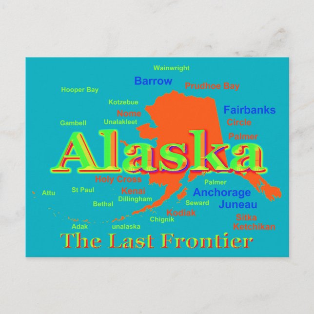 Postal Silhouette del mapa del orgullo de Alaska (Anverso)