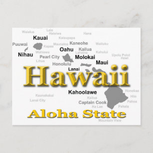 Postal Silhouette del mapa del orgullo del estado de Hawa