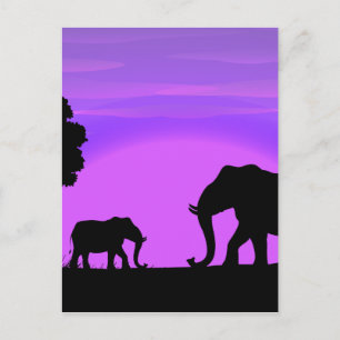 Postal Silhouette Elephants