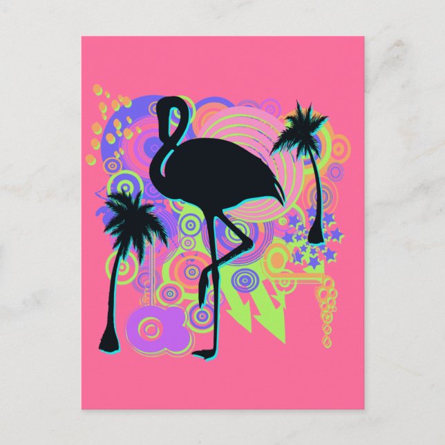 Postal Silhouette Flamingo Rosa (Anverso)