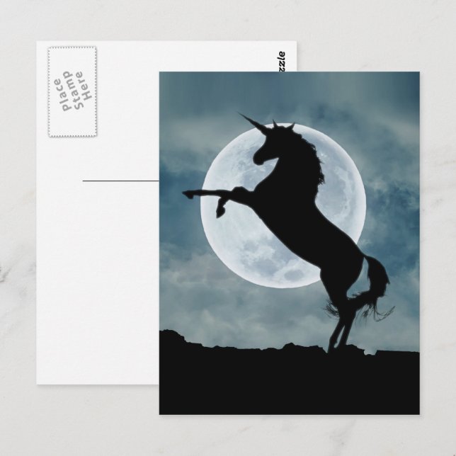 Postal Silhouette Full Moon Night Sky (Anverso / Reverso)